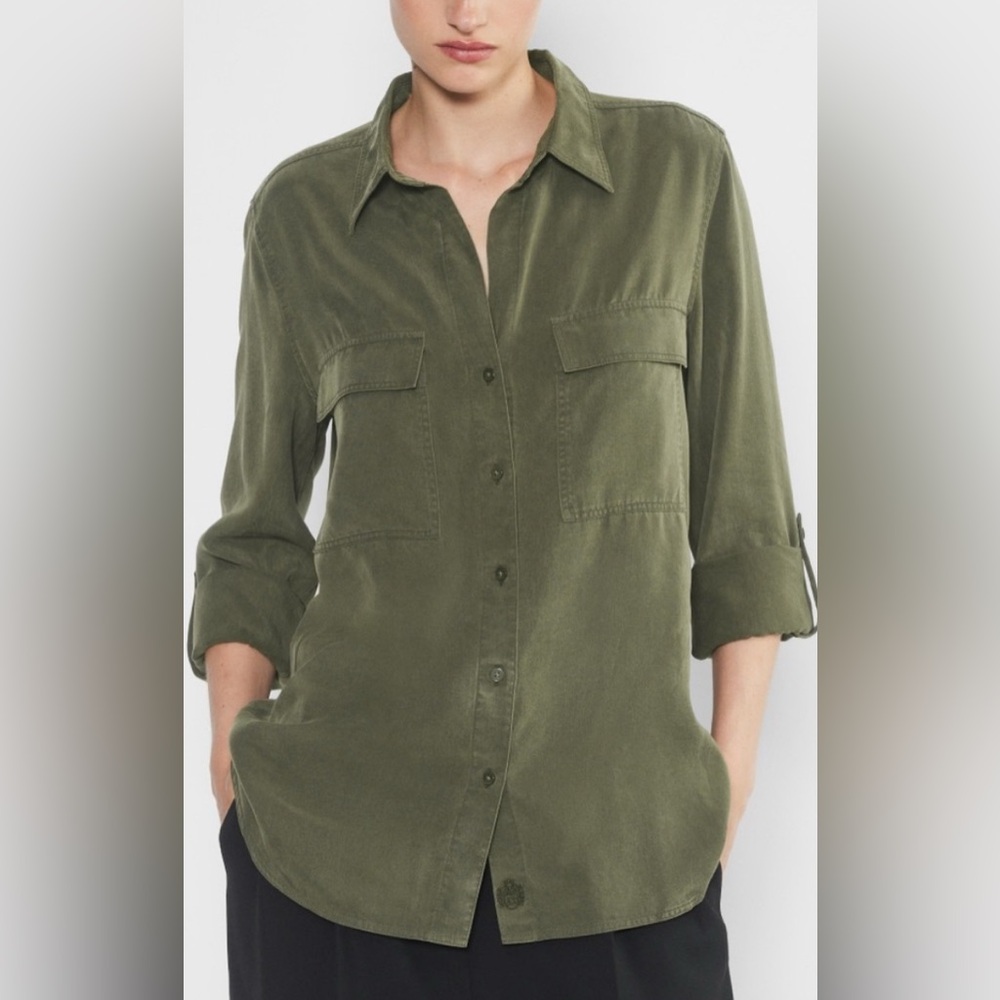 Babaton Olive Green Button-Down Utility Shirt - image 1
